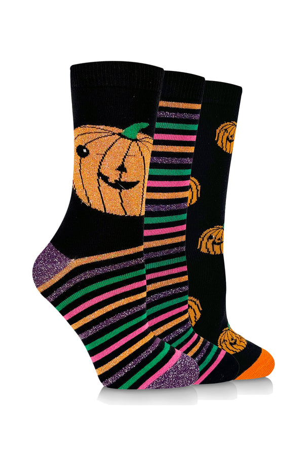 Women's Jack-O-Lantern Crew Sock - 3 Pair Pack