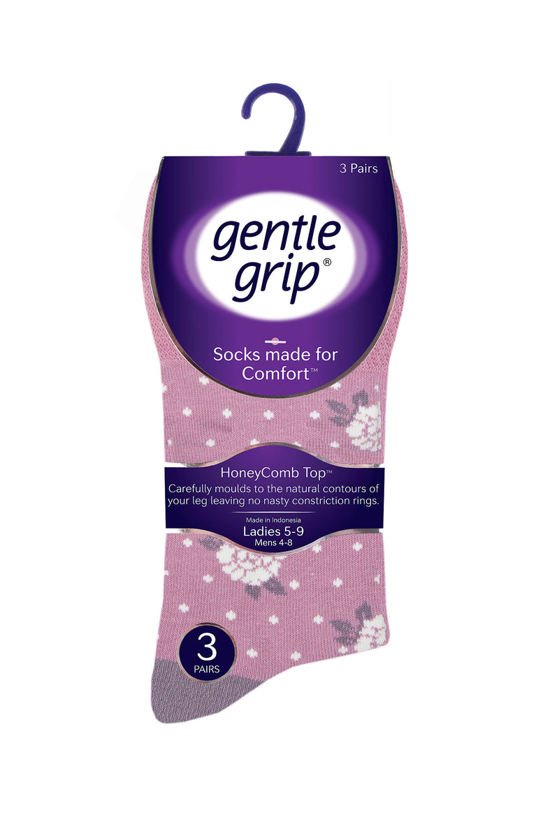 Gentle Grip Women's Dainty Flower/Dot/Stripe Crew Sock - Packaging