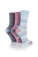 Gentle Grip Women's Dainty Flower/Dot/Stripe Crew Sock