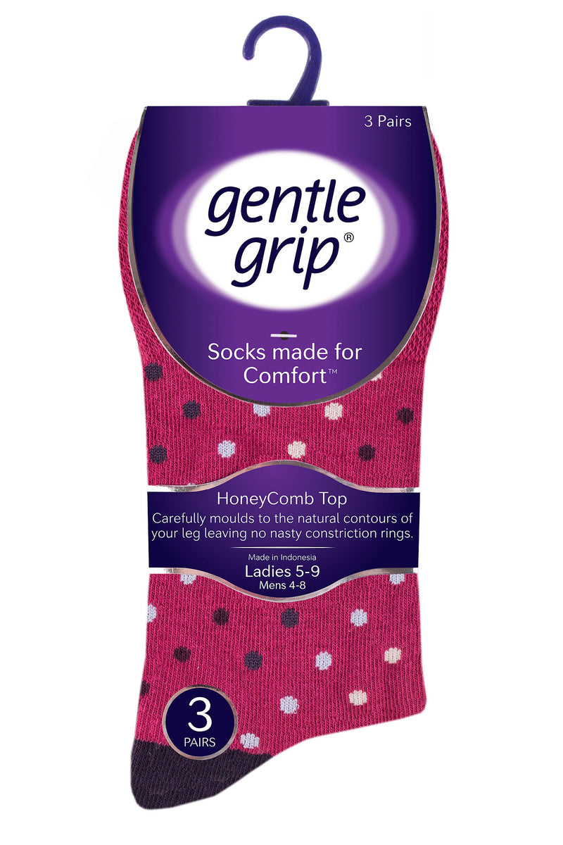 Gentle Grip Women's Amy Stripe and Dot Crew Sock Berry - Packaging