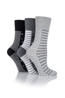 Gentle Grip Women's Stripe/Dot/Star Multi Crew Sock Grey