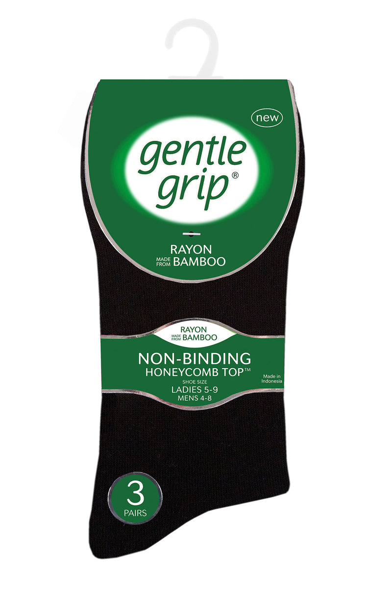 Gentle Grip GGL02758 Women's Bamboo Solid Crew Sock Black - Packaging