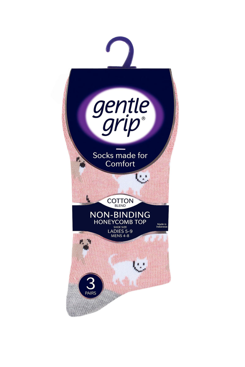 Gentle Grip Women's Pets Novelty Crew Sock Blush - Packaging
