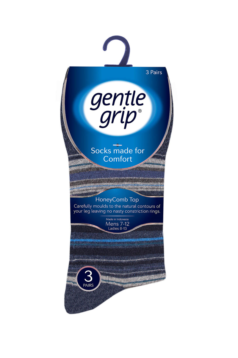 Gentle Grip Men's Stanley Stripe Crew Sock Navy - Packaging