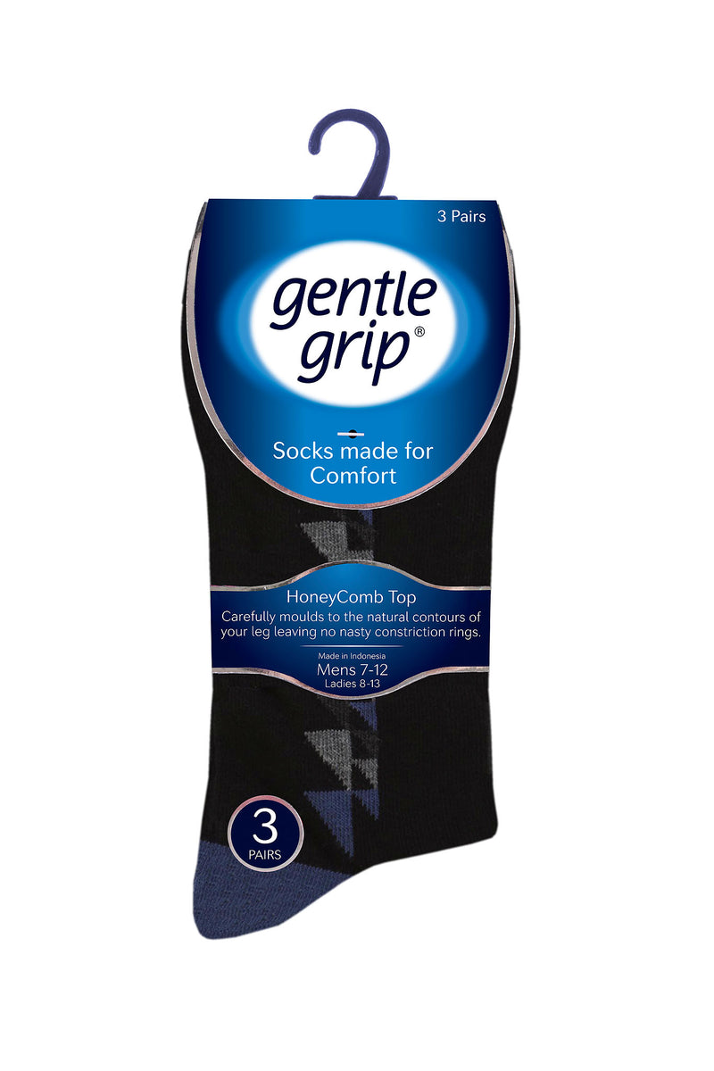 Gentle Grip Men's George Pattern Crew Sock Black - Packaging