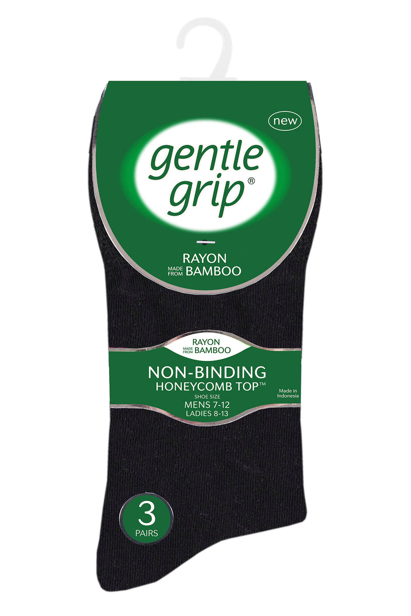 Gentle Grip GGM02754 Men's Bamboo Solid Crew Sock Black - Packaging