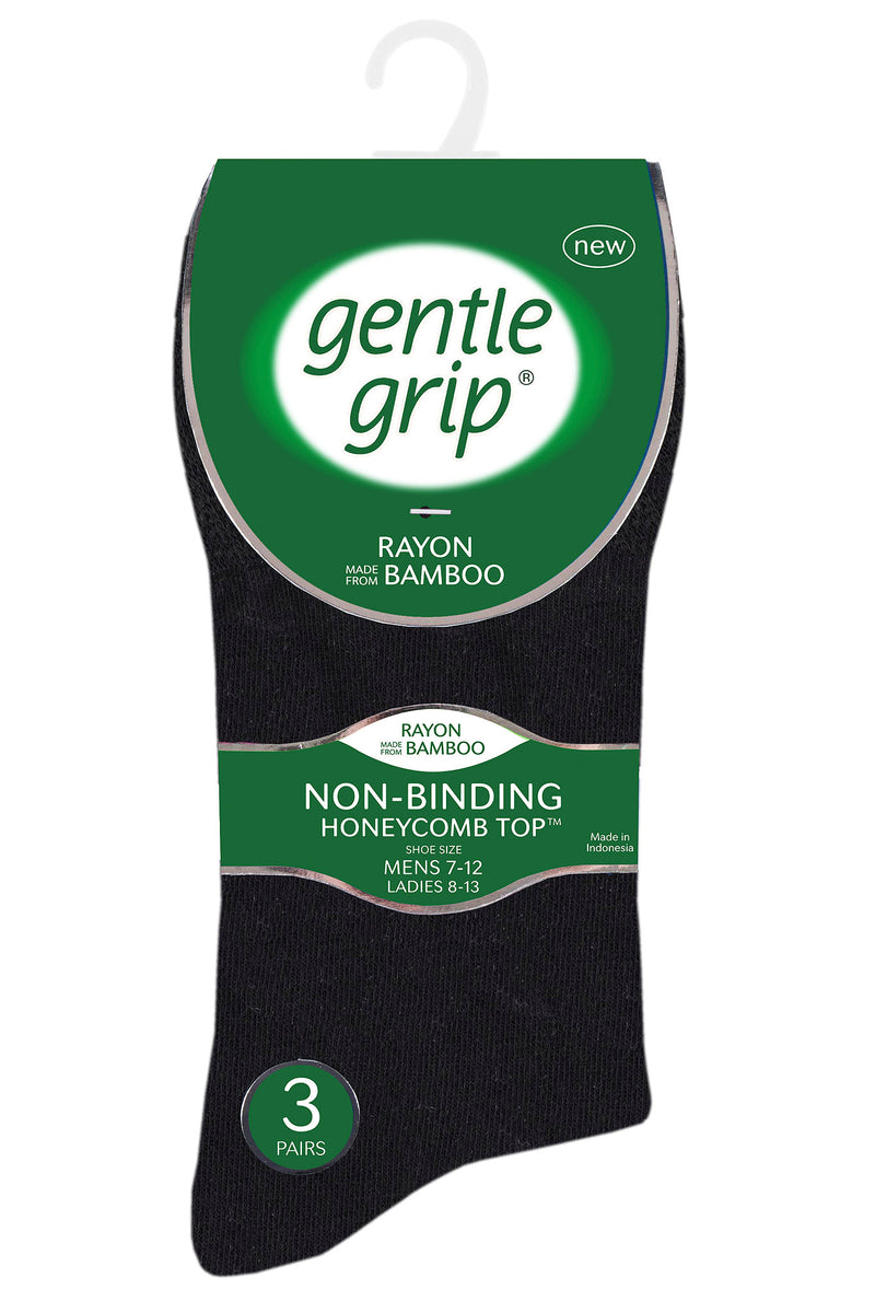 Gentle Grip Men's Bamboo Solid Mix Crew Sock Black/Navy/Charcoal - Packaging
