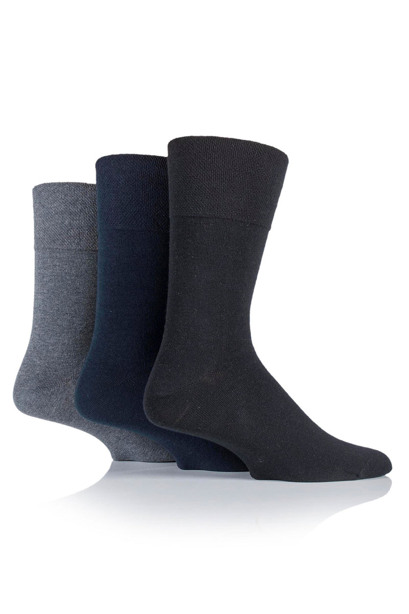 Gentle Grip Men's Cotton Diabetic Crew Sock Black/Navy/Grey