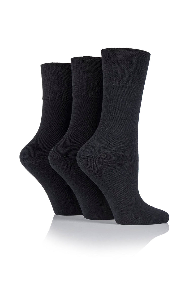 Gentle Grip Women's Cotton Diabetic Crew Sock Black