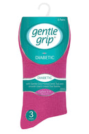 Gentle Grip Women's Cotton Diabetic Crew Sock Pink/Purple - Packaging