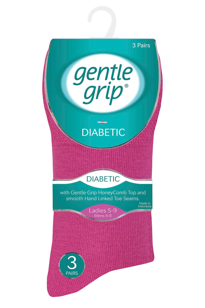 Gentle Grip Women's Cotton Diabetic Crew Sock Pink/Purple - Packaging