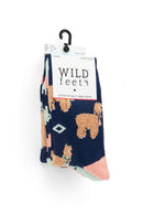 Ladies Fluffy Llama Socks Packaging