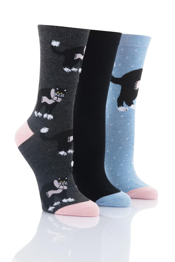 Ladies Black Cat Socks