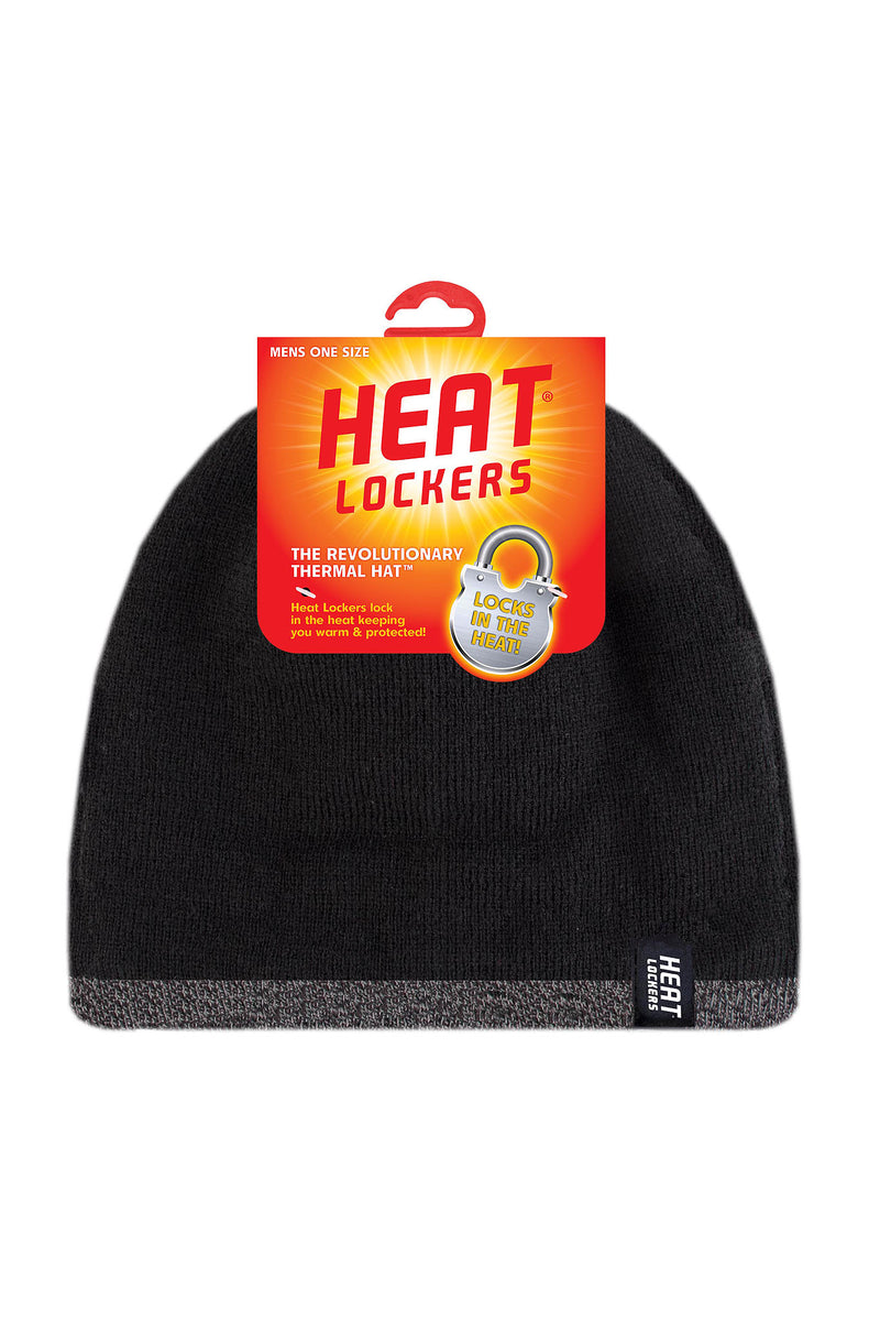 Heat Lockers Men's Contrast Trim Thermal Beanie Black - Packaging