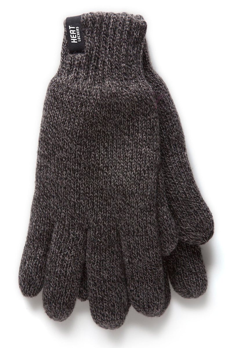 Heat Lockers Men's Flat Knit Thermal Gloves Grey