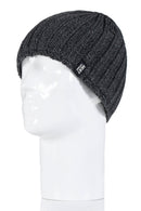 Heat Lockers Men's Thermal Rib Knit Hat Charcoal