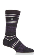 Heat Lockers Men's WARM Multi Stripe Thermal Crew Sock Charcoal