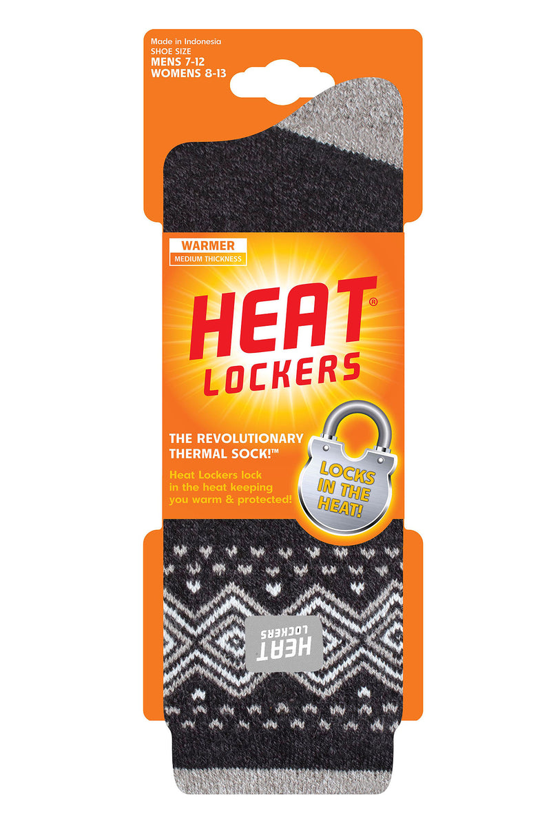 Heat Lockers Men's WARMER Nordic Thermal Crew Sock Charcoal - Packaging