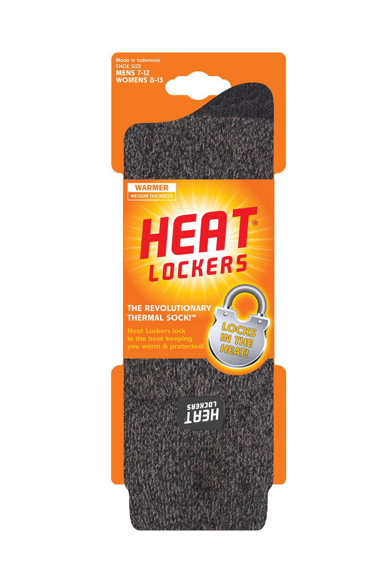 Heat Lockers Men's WARMER Twist Thermal Crew Sock Charcoal/Grey - Packaging