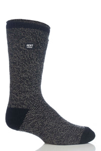 Heat Lockers Men's WARMEST Thermal Twist Crew Sock Black/Grey