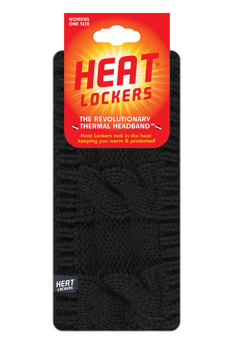 Heat Lockers Women's Alta Cable Knit Thermal Headband Black - Packaging