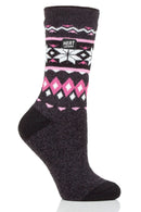 Heat Lockers Women's Warmer Fairisle Thermal Crew Sock Black/Charcoal