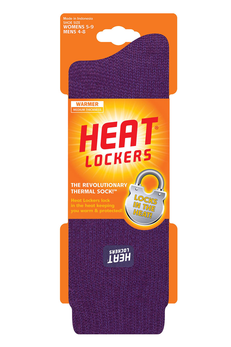 Heat Lockers Women's Warmer Solid Thermal Crew Sock Purple - Packaging