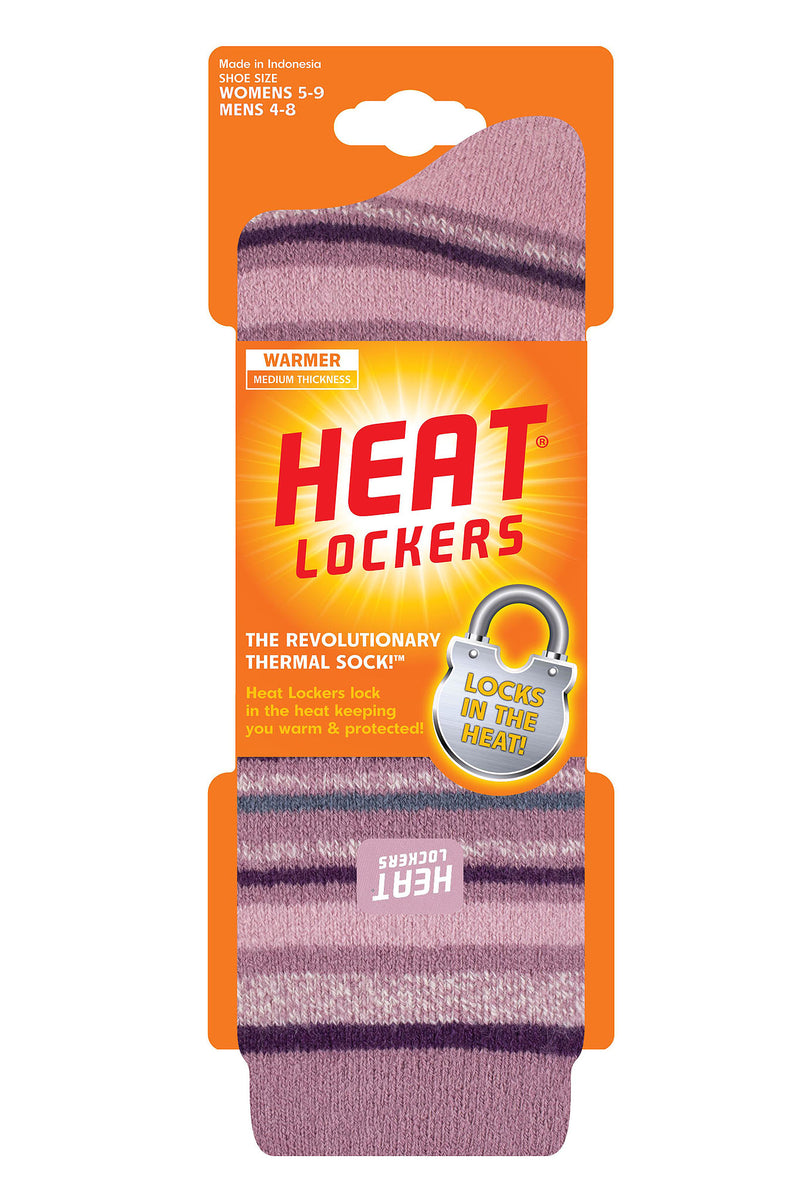Heat Lockers Women's Warmer Stripe Thermal Crew Sock Pink - Packaging