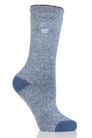 Heat Lockers Women's WARMER Twist Thermal Crew Sock Denim/Cream