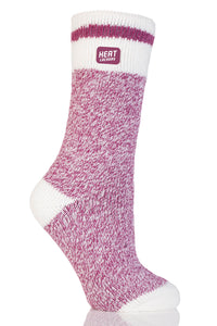 Heat Lockers Women's WARMEST Cream Block Twist Thermal Crew Sock Berry