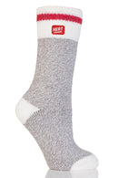 Heat Lockers Women's WARMEST Cream Block Twist Thermal Crew Sock Grey