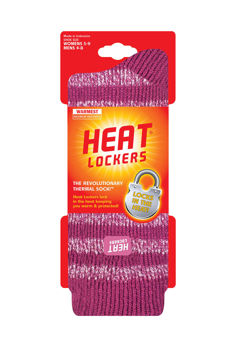 Heat Lockers Women's Warmest Mono Twist Stripe Thermal Crew Sock Berry/Light Pink - Packaging