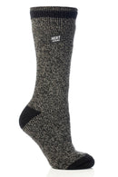Heat Lockers Women's WARMEST Twist Thermal Crew Sock Black/Grey