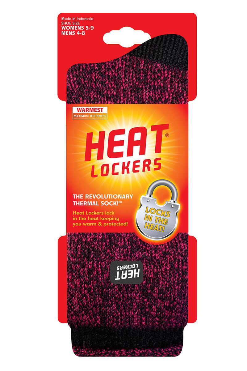 Heat Lockers Women's WARMEST Twist Thermal Crew Sock Charcoal/Raspberry - Packaging