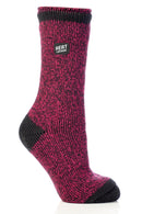 Heat Lockers Women's WARMEST Twist Thermal Crew Sock Charcoal/Raspberry