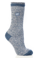 Heat Lockers Women's WARMEST Twist Thermal Crew Sock Denim/Cream