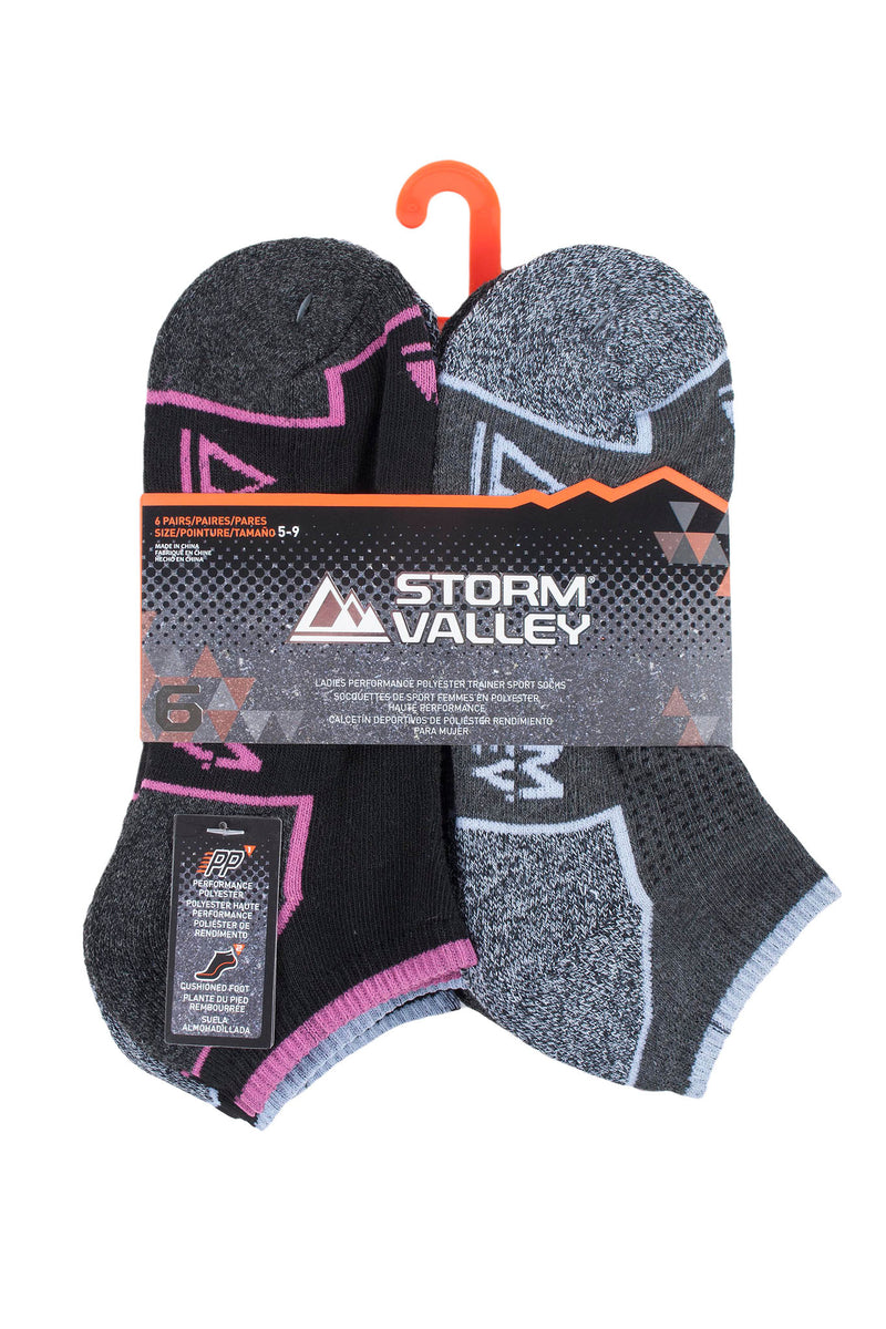 Storm Valley SVLS040 Women's Trainer Sports Sock Black/Charcoal - Packaging