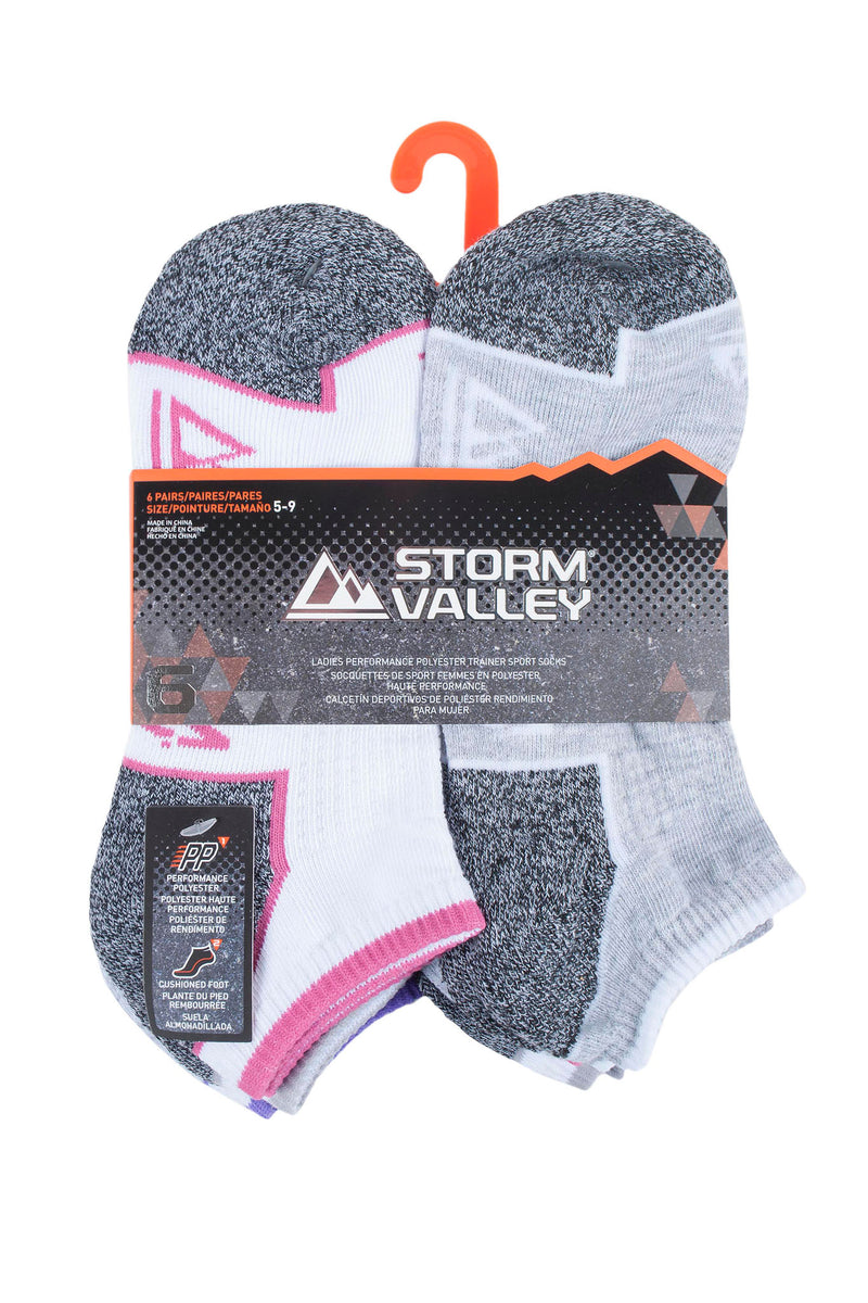 Storm Valley SVLS040 Women's Trainer Sports Sock White/Grey - Packaging