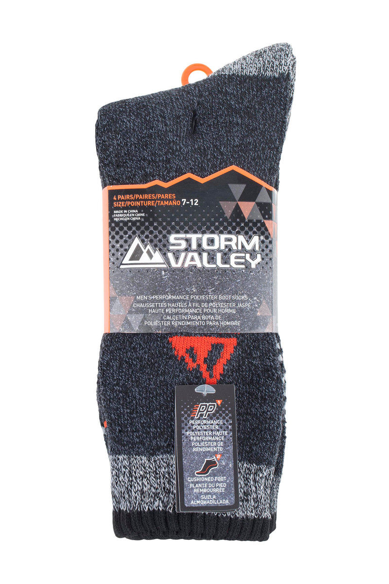 Storm Valley Men's Performance Polyester Marl Boot Sock Black/Charcoal - Packaging