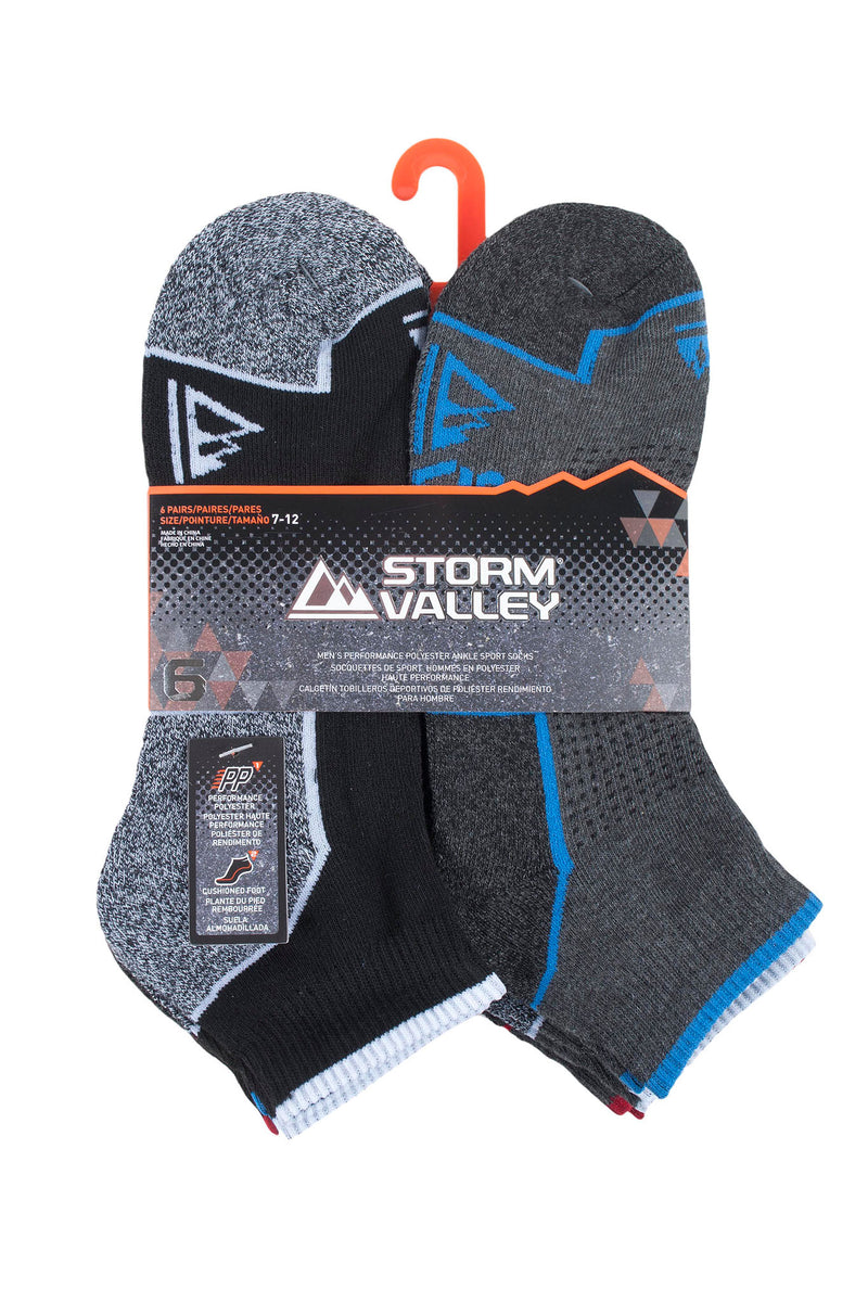 Storm Valley Men's Performance Polyester Ankle Sport Sock Black/Charcoal - Packaging