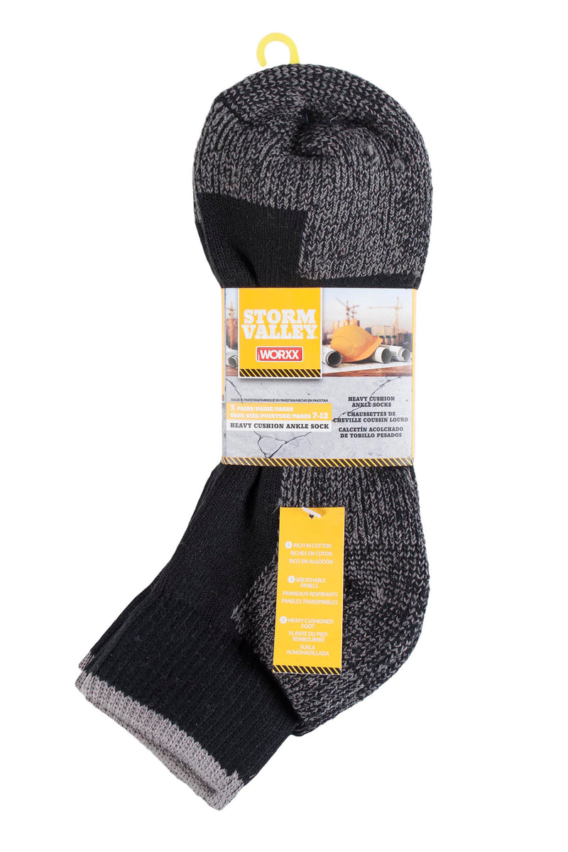Storm Valley SVWMS002 Men's Heavyweight Cushion Ankle Sock Black - Packaging