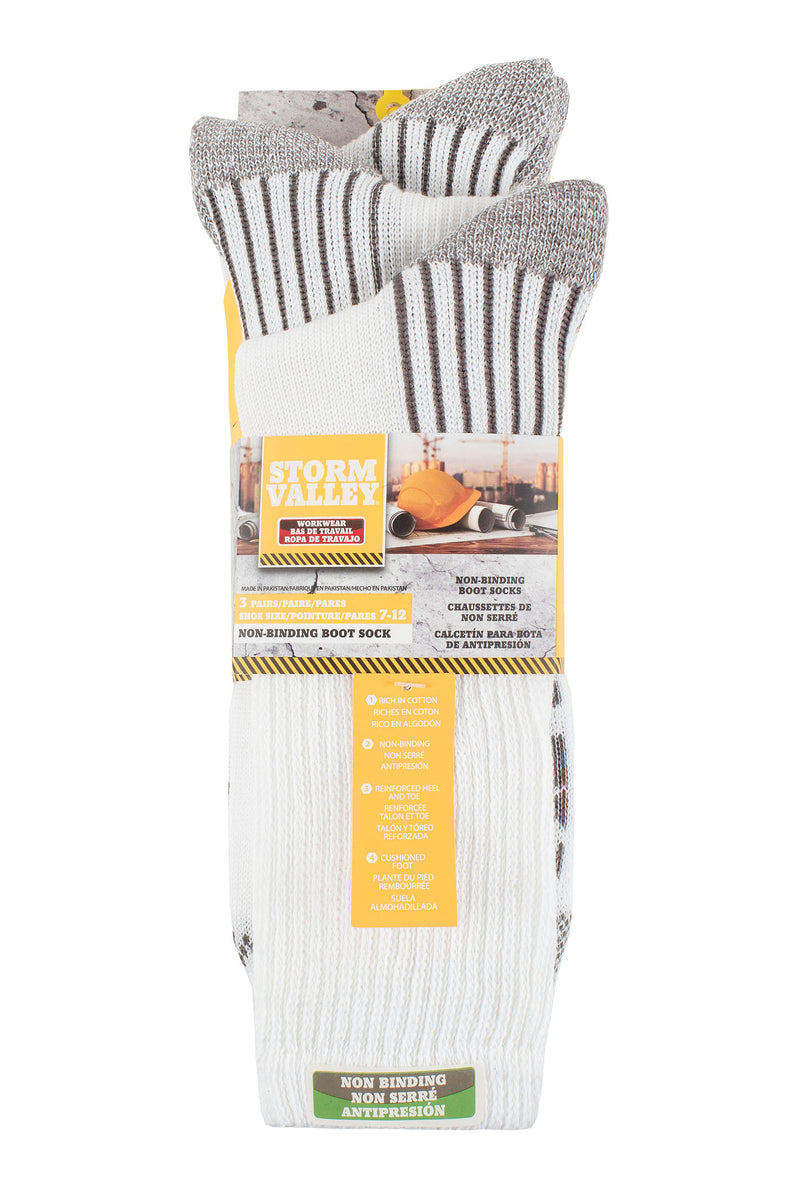 Storm Valley SVWMS007 Men's Non-Binding Boot Sock White - Packaging