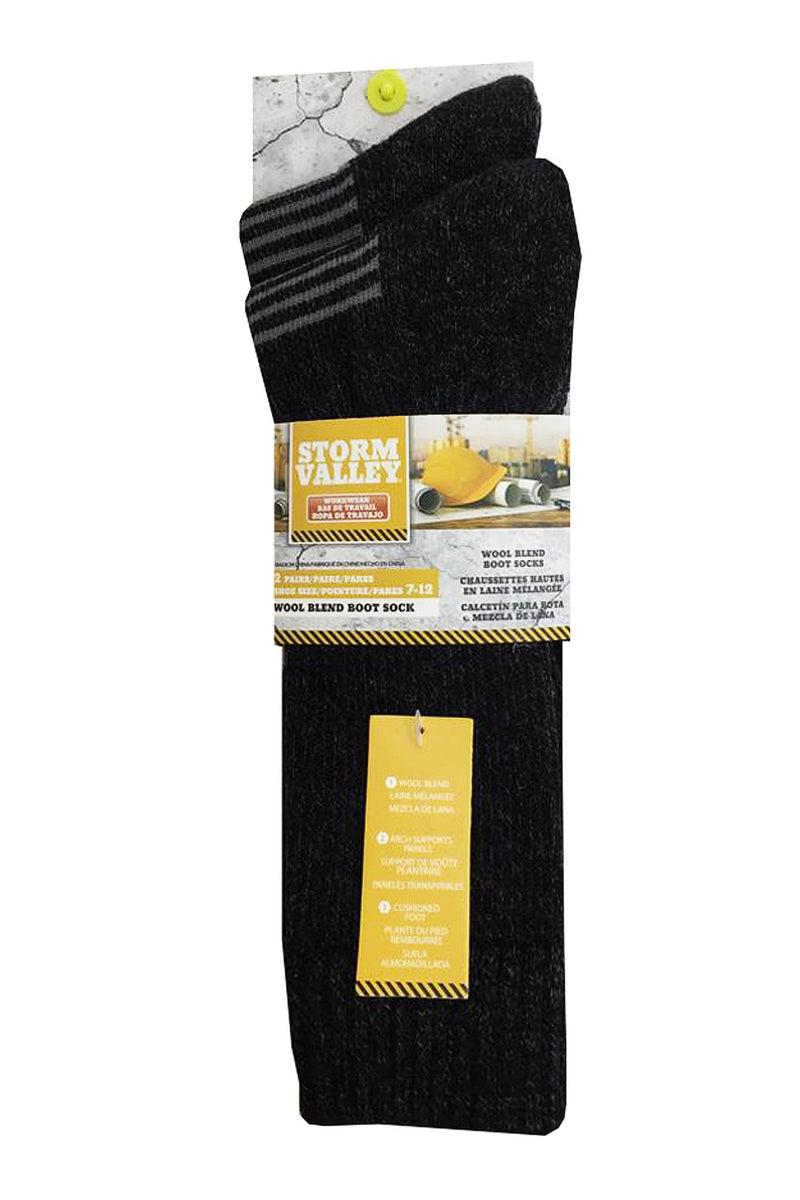 Storm Valley SVWMS008 Men's Wool Blend Boot Sock Black - Packaging