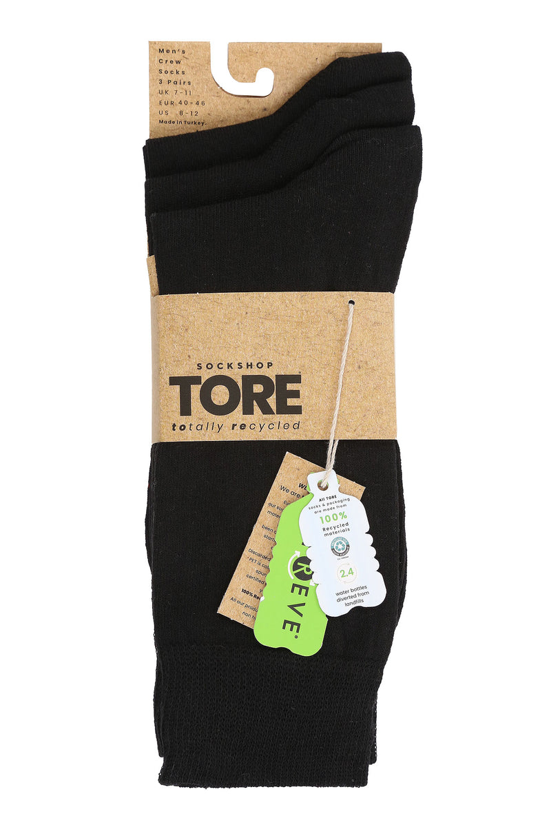 TORE V2000 Men's Solid Color Recycled Crew Sock Black - Packaging