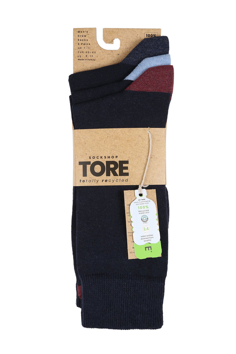 TORE V2500 Men's Heel and Toe Recycled Crew Sock Navy - Packaging