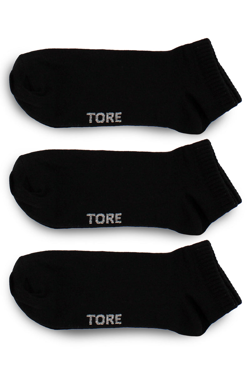 TORE V3050 Men's Recycled Trainer Sports Sock Black - Flat