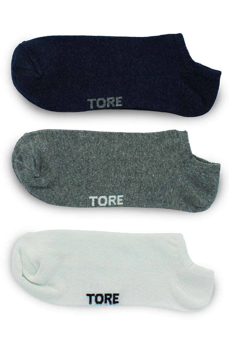 TORE V3100 Men's Recycled Fashion Trainer Sock Blue/Grey/White - Flat