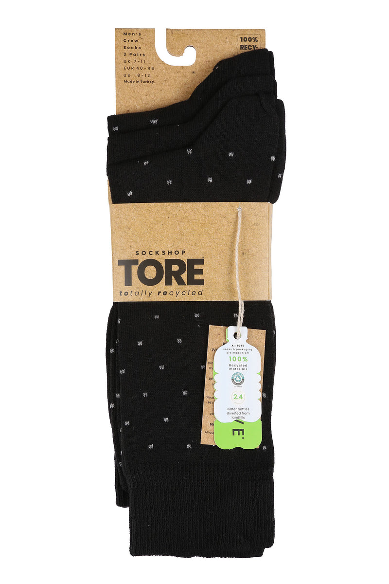 TORE V7001 Men's Pin Dot Jacquard Recycled Crew Sock Black - Packaging
