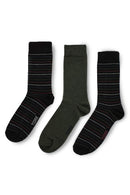 TORE V7005 Men's Multi Stripe Recycled Crew Sock Black - Flat