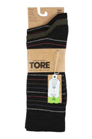 TORE V7005 Men's Multi Stripe Recycled Crew Sock Black - Packaging